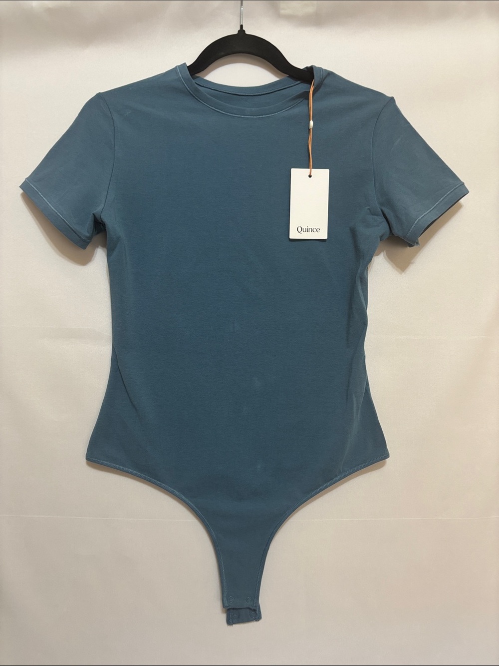 Quince Organic Cotton Short Sleeve Bodysuit Blue Size Large NWT